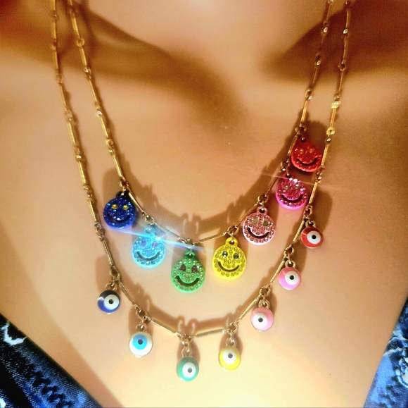 Betsey Johnson Jewelry - ✨ Title: NWT RARE Betsey Johnson "The Eyes Have It" Rainbow Layered Necklace ✨